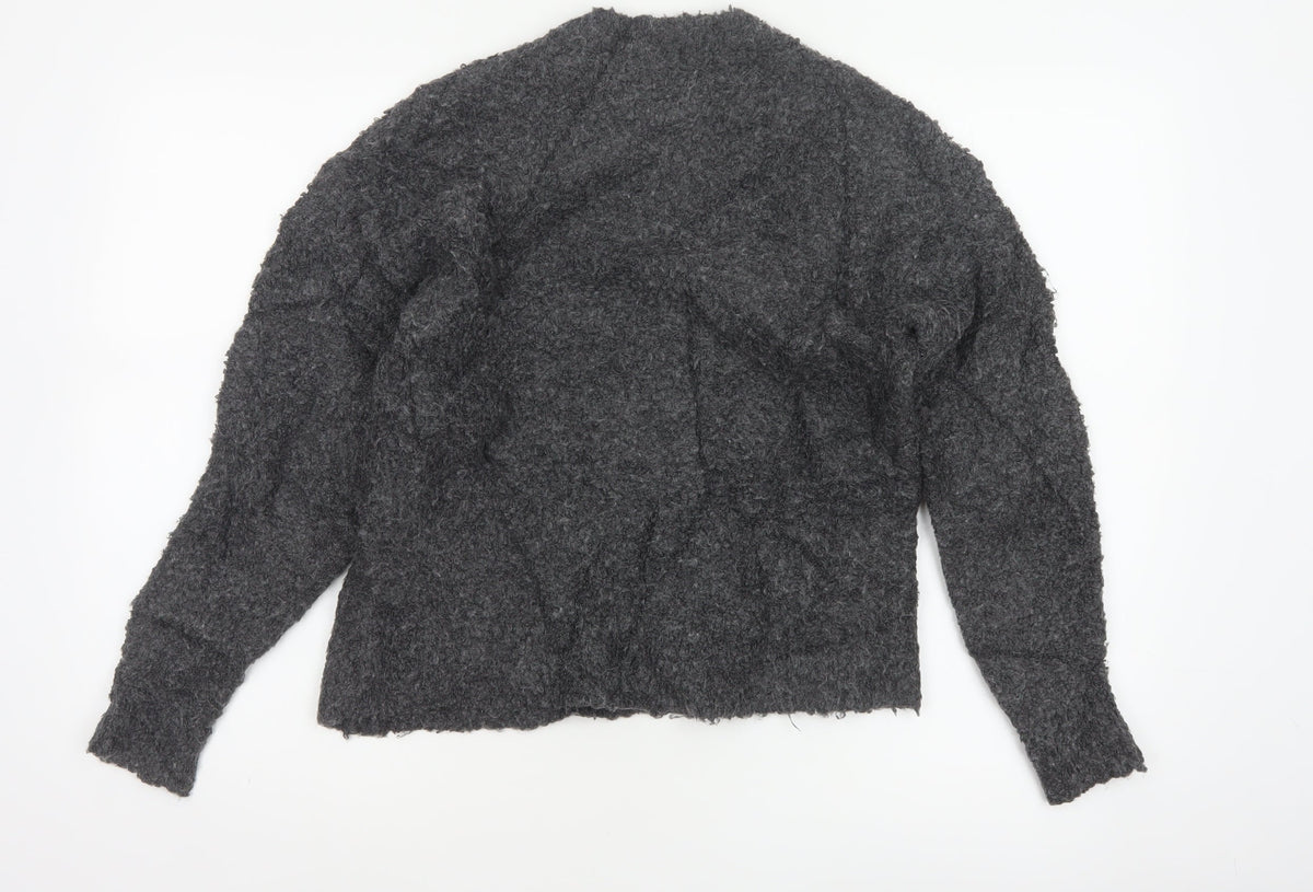 Marks and Spencer Women Grey S Chunky Knit V-Neck Jumper