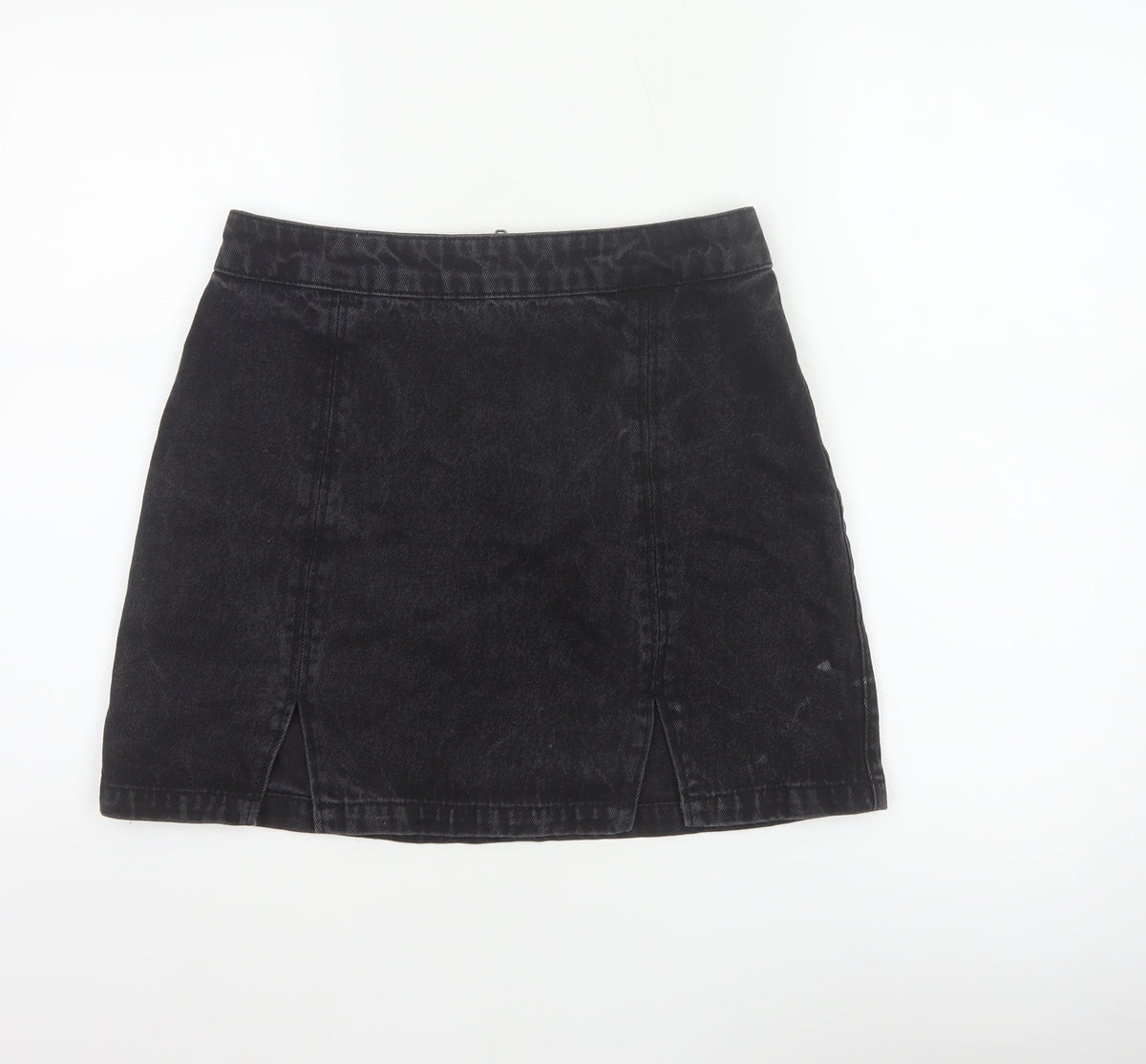 ASOS Denim Women’s Black UK 10 A-Line Mini Skirt Slit Zip