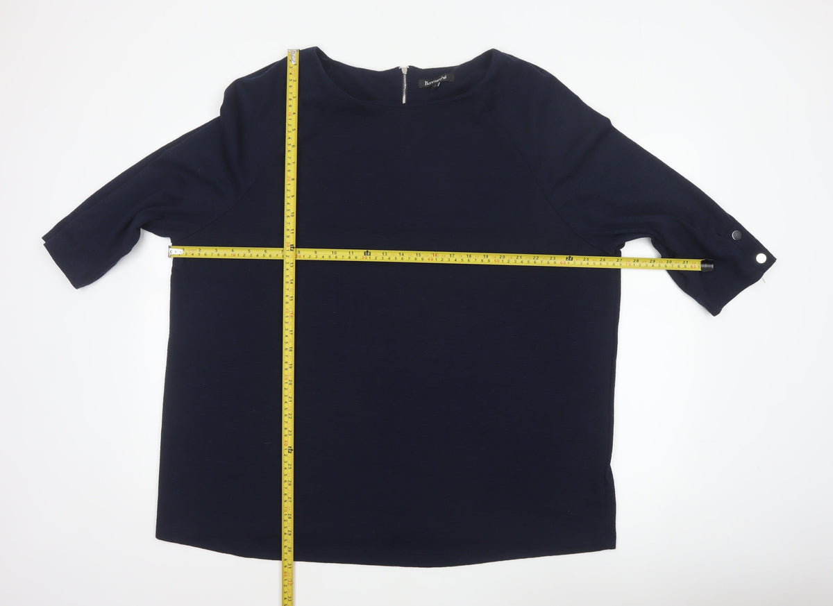 Bonmarché Women Blue UK 24 Relaxed 3/4 Sleeve Zip Blouse