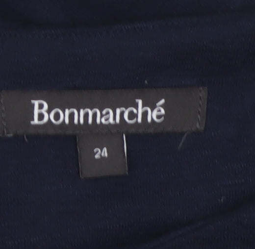 Bonmarché Women Blue UK 24 Relaxed 3/4 Sleeve Zip Blouse