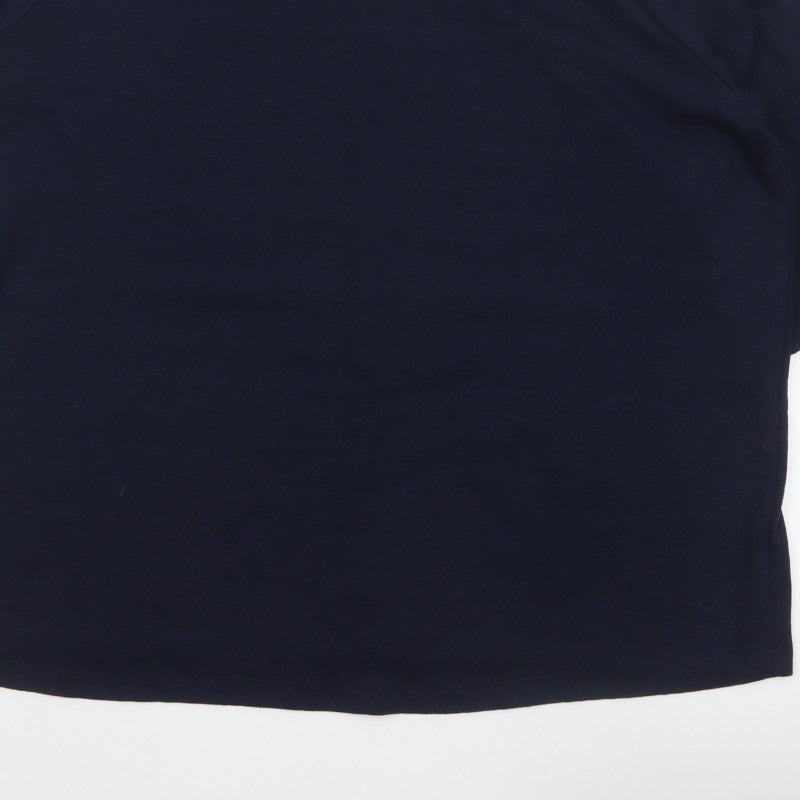 Bonmarché Women Blue UK 24 Relaxed 3/4 Sleeve Zip Blouse
