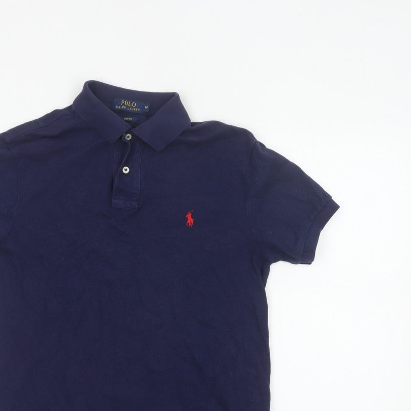 Polo Ralph Lauren Men’s Blue M Slim Fit Embroidered Logo Cotton Polo