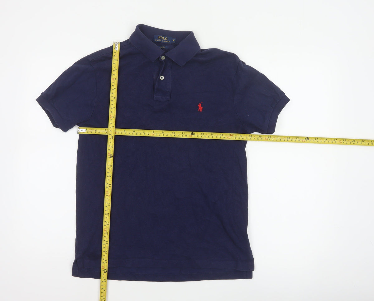 Polo Ralph Lauren Men’s Blue M Slim Fit Embroidered Logo Cotton Polo