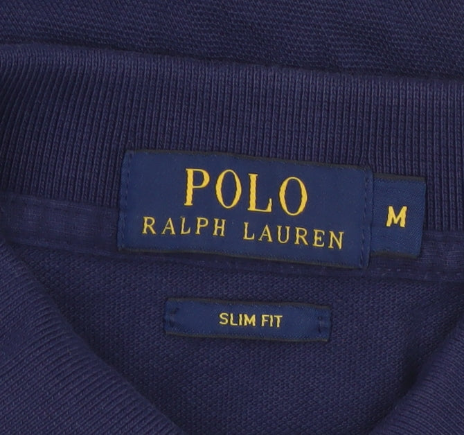 Polo Ralph Lauren Men’s Blue M Slim Fit Embroidered Logo Cotton Polo