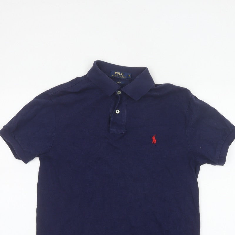 Polo Ralph Lauren Men’s Blue M Slim Fit Embroidered Logo Cotton Polo