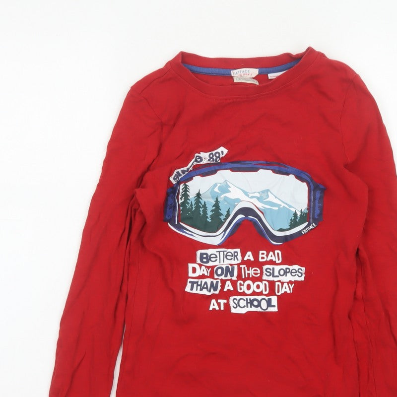 FatFace Boys Red 12-13 Years Slim Long Sleeve Ski Graphic T-Shirt