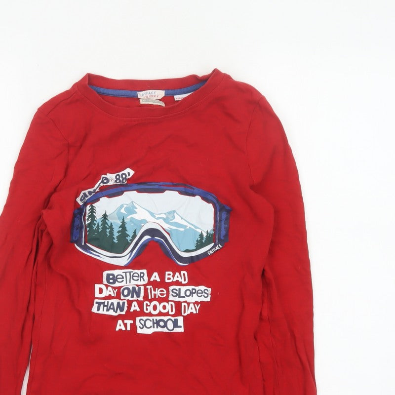 FatFace Boys Red 12-13 Years Slim Long Sleeve Ski Graphic T-Shirt