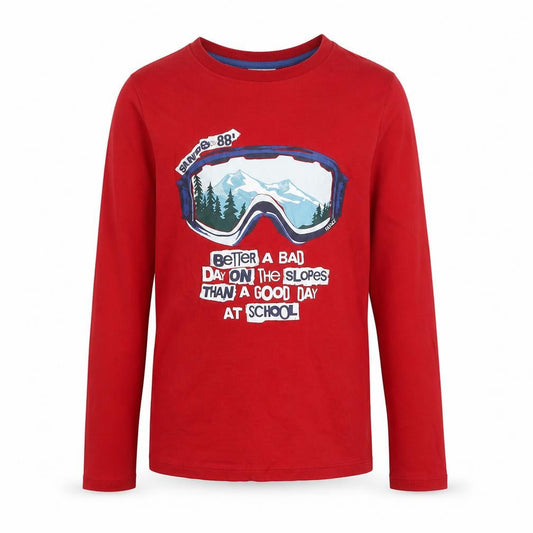 FatFace Boys Red 12-13 Years Slim Long Sleeve Ski Graphic T-Shirt