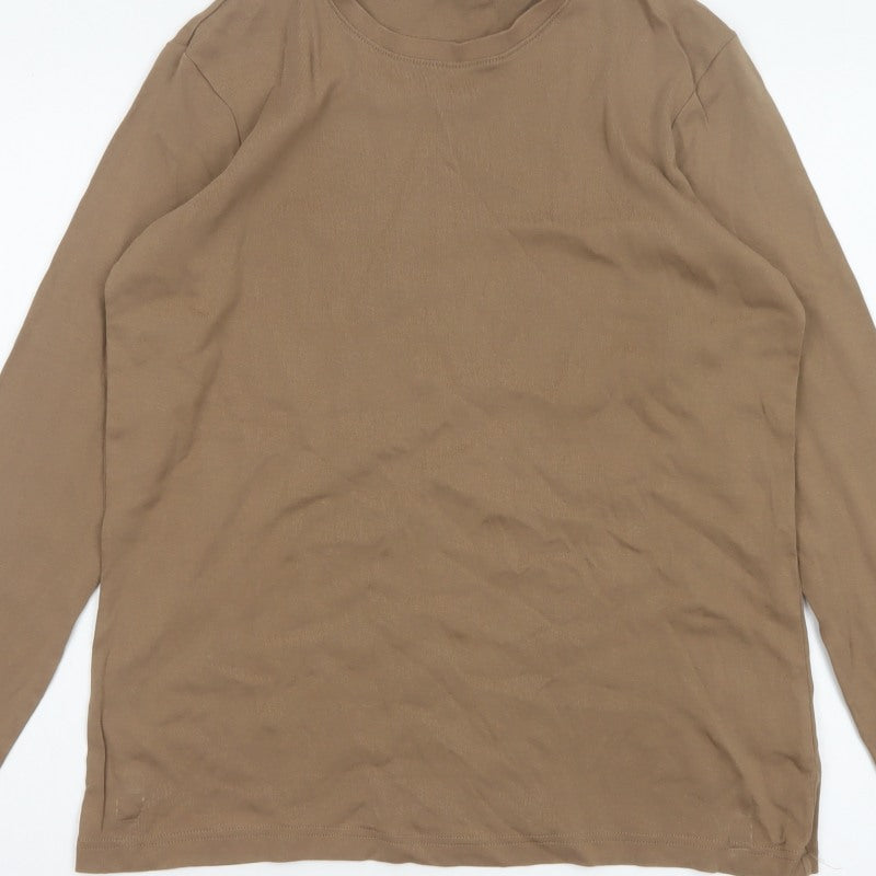 Cotton Traders Men’s Brown L Cotton Crew Neck Long Sleeve Jersey Top