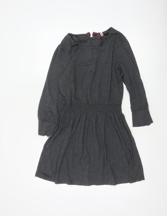 Joules Women Grey Marl UK 10 Fit & Flare Cowl Neck Long Sleeve Dress