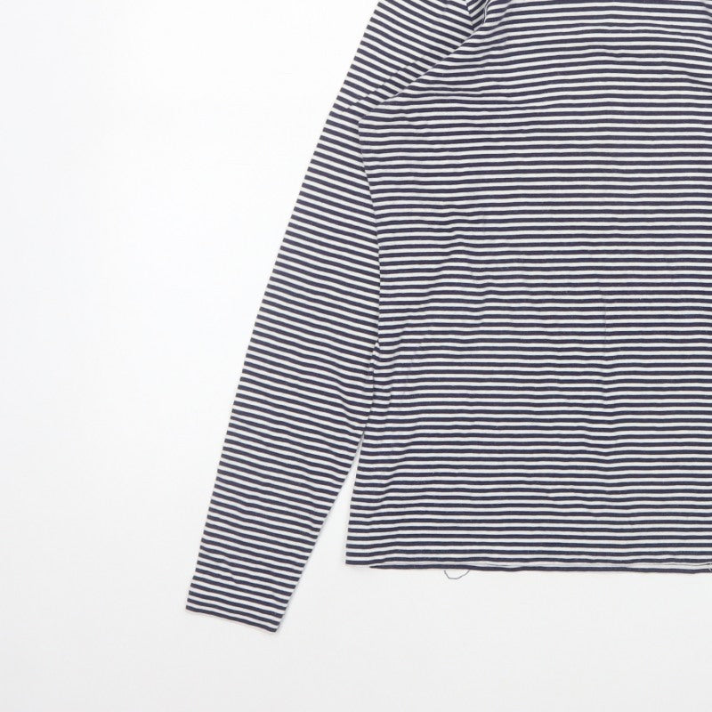 Lands' End Women Blue White Striped Cowl Neck Jersey Top Size S