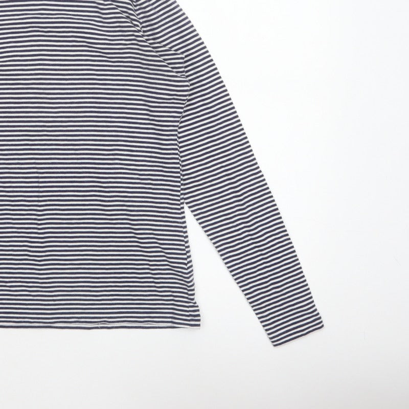 Lands' End Women Blue White Striped Cowl Neck Jersey Top Size S