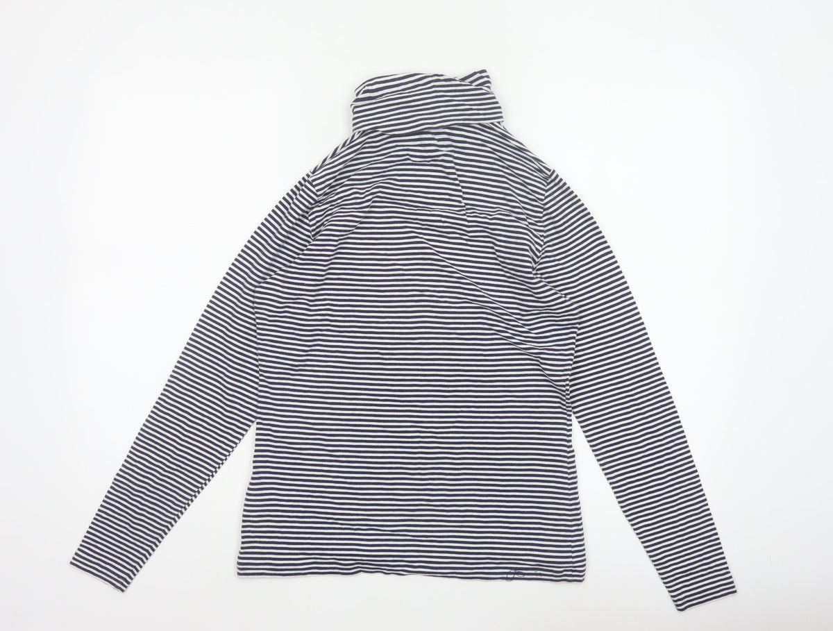 Lands' End Women Blue White Striped Cowl Neck Jersey Top Size S