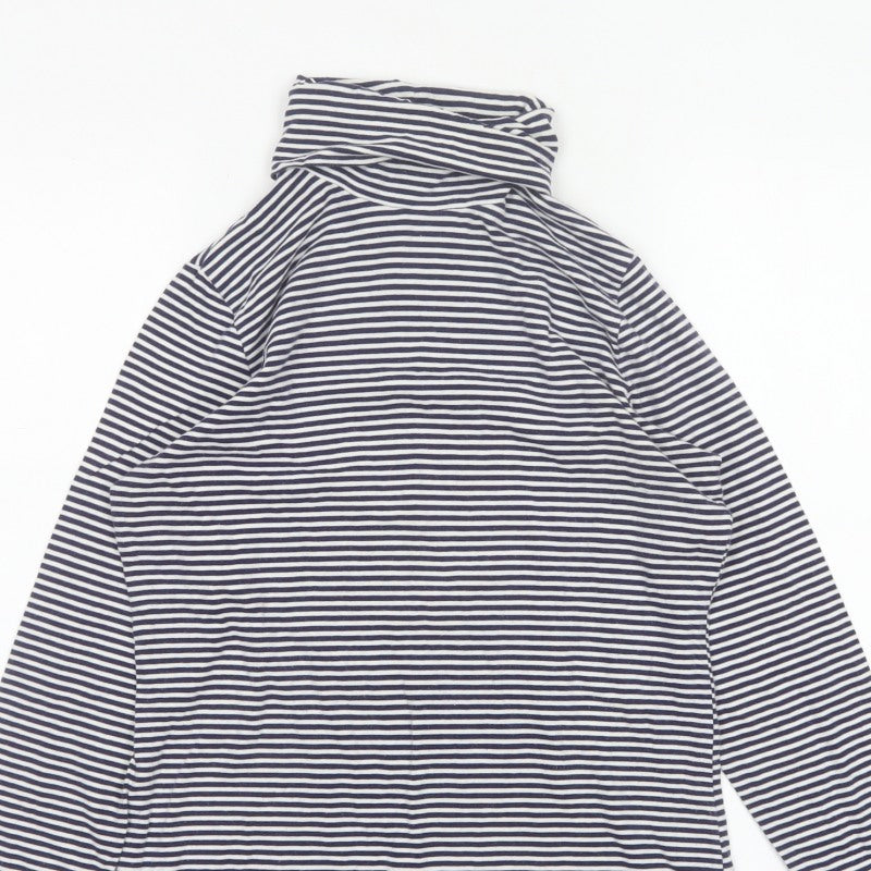 Lands' End Women Blue White Striped Cowl Neck Jersey Top Size S