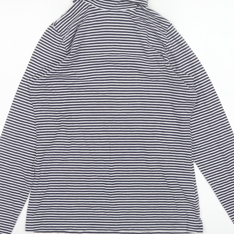 Lands' End Women Blue White Striped Cowl Neck Jersey Top Size S