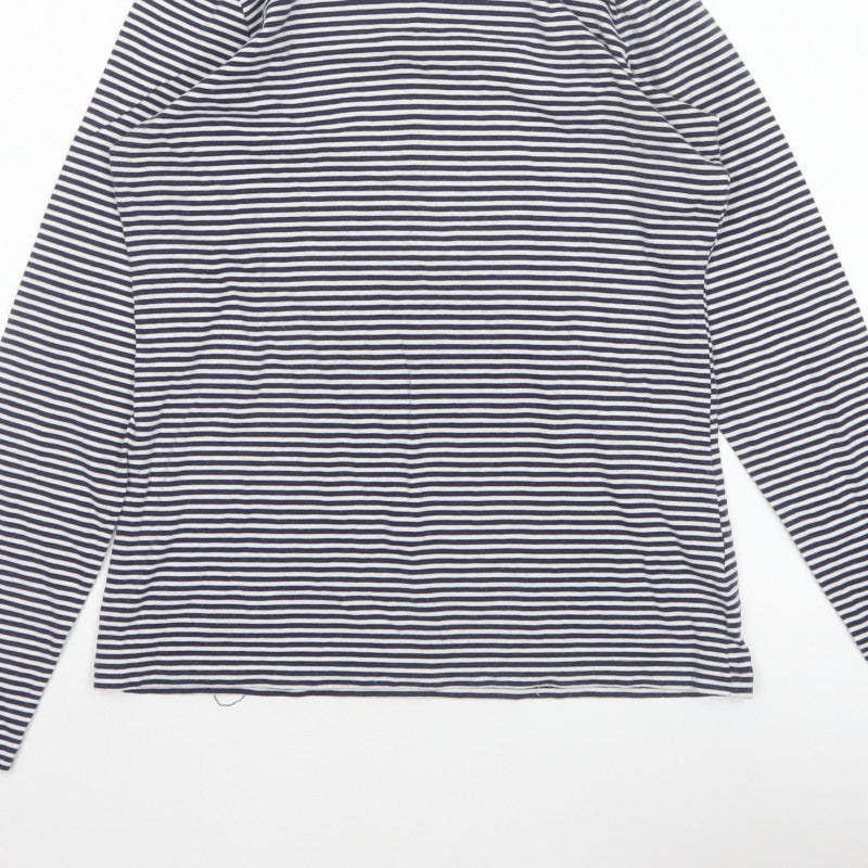 Lands' End Women Blue White Striped Cowl Neck Jersey Top Size S