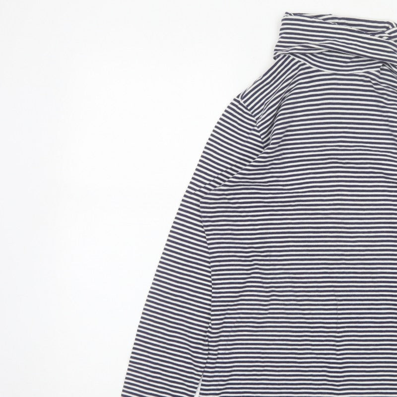 Lands' End Women Blue White Striped Cowl Neck Jersey Top Size S
