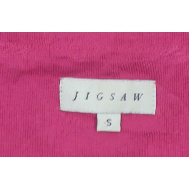 Jigsaw Women Pink S Cotton Jersey Ruffle V-Neck Button-Up Top