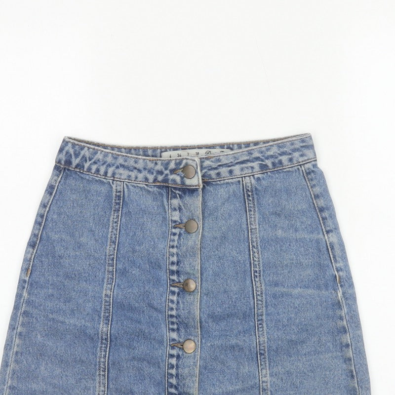 Denim Co. Women’s Blue UK 6 Button Front Denim Mini Pencil Skirt