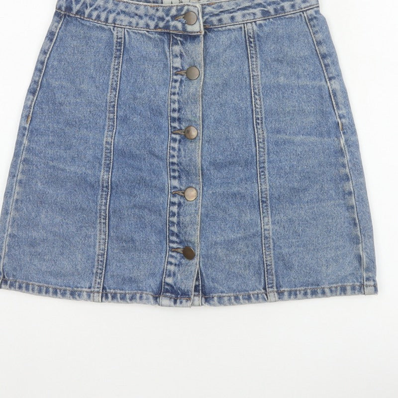 Denim Co. Women’s Blue UK 6 Button Front Denim Mini Pencil Skirt
