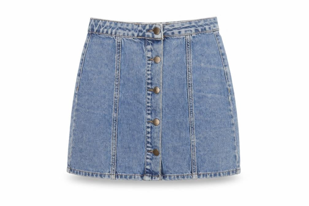 Denim Co. Women’s Blue UK 6 Button Front Denim Mini Pencil Skirt