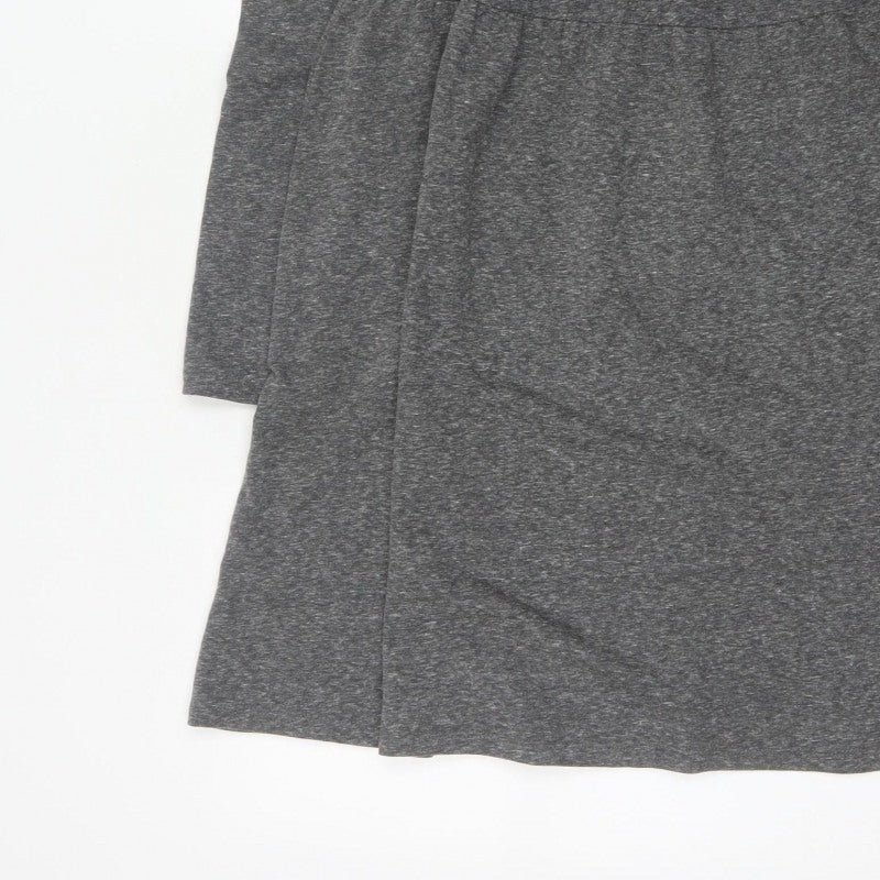 M&S Women Grey UK 10 Fit & Flare Long Sleeve Jersey Knee Dress
