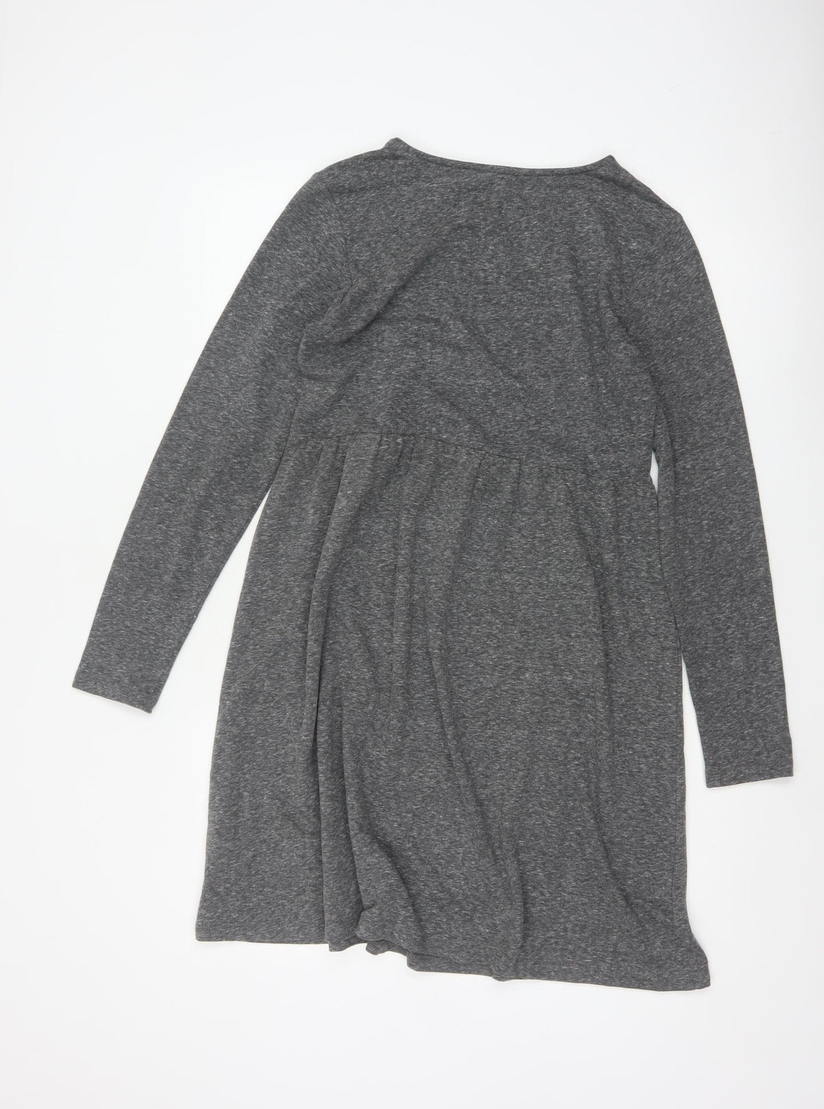 M&S Women Grey UK 10 Fit & Flare Long Sleeve Jersey Knee Dress