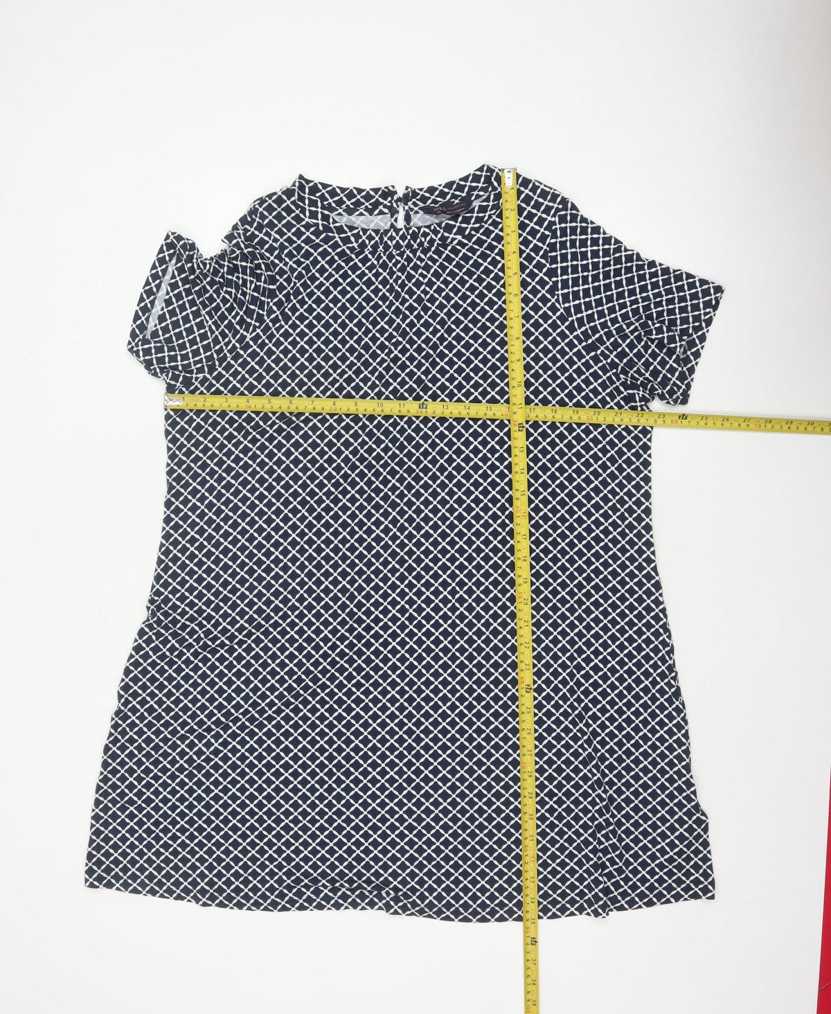 Marks and Spencer Women Blue Geometric Shift Dress Size 22 Short Sleeve