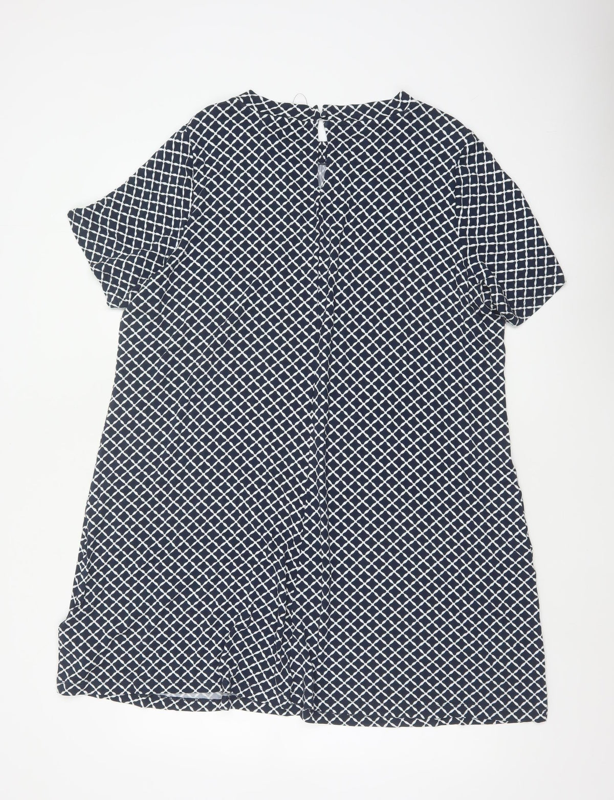Marks and Spencer Women Blue Geometric Shift Dress Size 22 Short Sleeve
