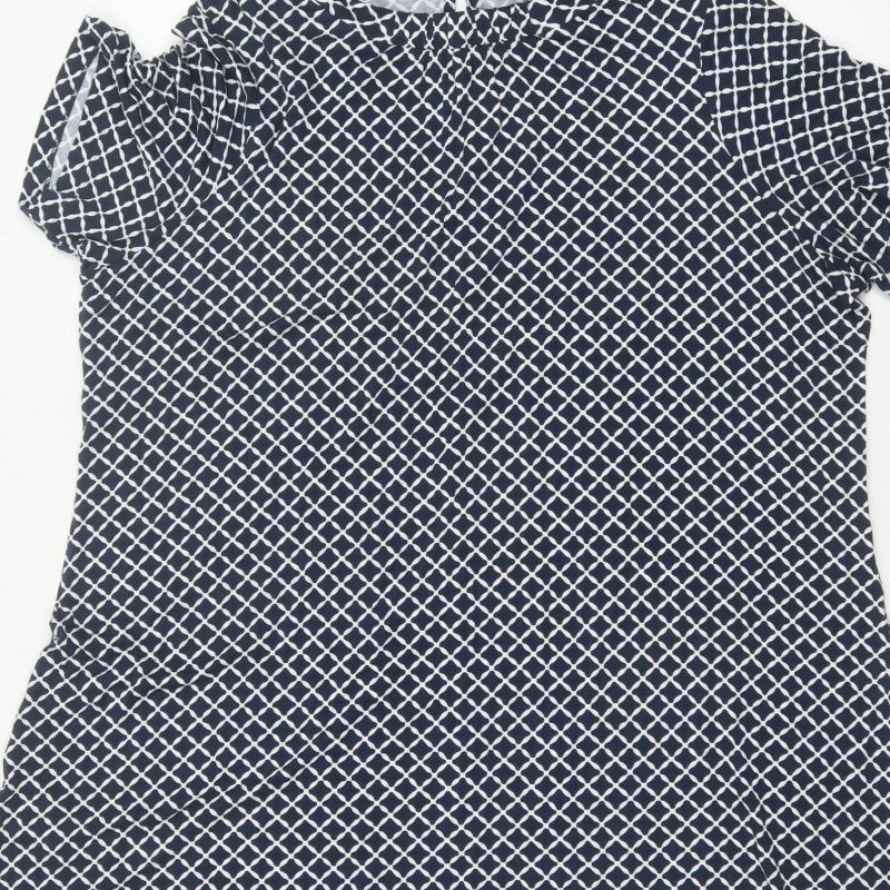 Marks and Spencer Women Blue Geometric Shift Dress Size 22 Short Sleeve