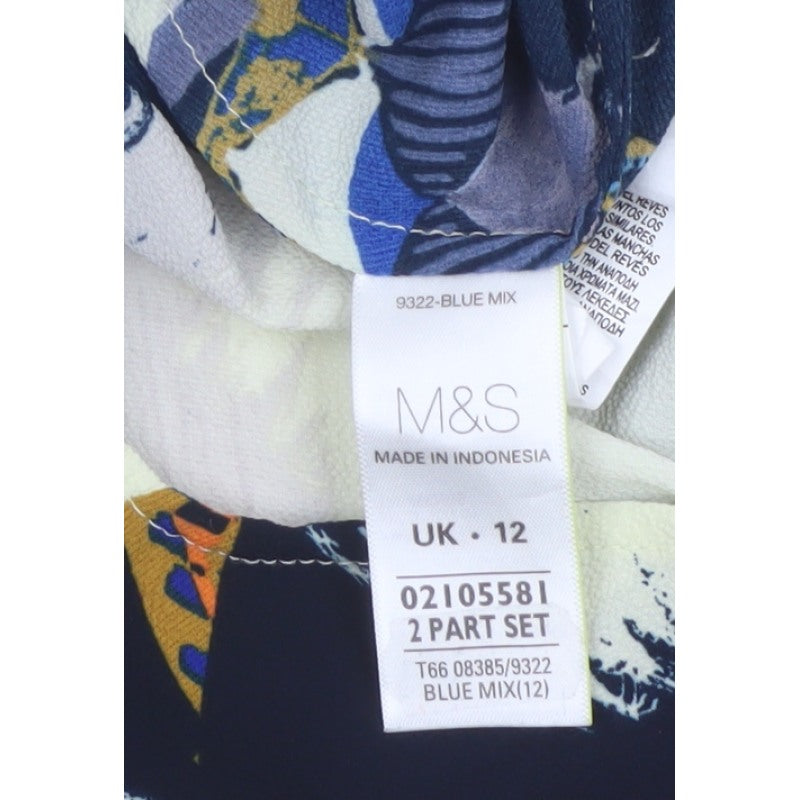 Per Una M&S Women Multicoloured UK 12 Wrap Geometric Long Sleeve Blouse