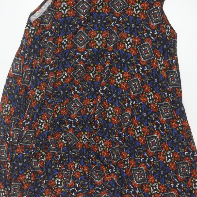 Boohoo Women Multicoloured UK 16 Aztec Geometric A-Line Hi-Low Dress