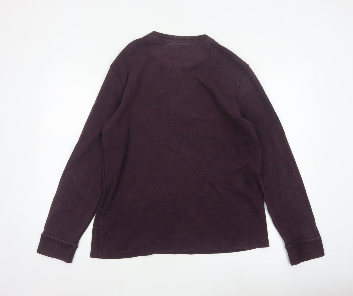 Next Men’s Purple L Cotton Henley Long Sleeve Button Top