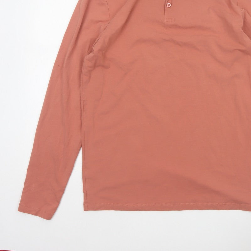 ASOS DESIGN Men’s Pink XL Long Sleeve Button Polo Shirt