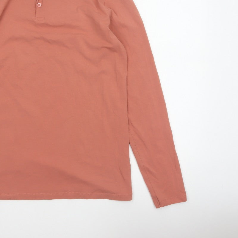 ASOS DESIGN Men’s Pink XL Long Sleeve Button Polo Shirt