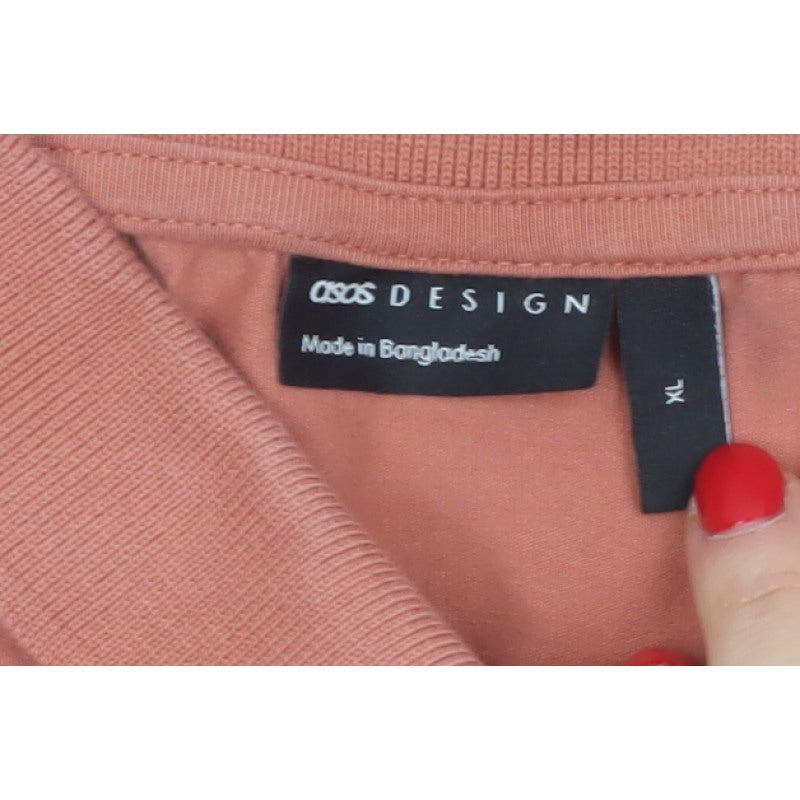 ASOS DESIGN Men’s Pink XL Long Sleeve Button Polo Shirt