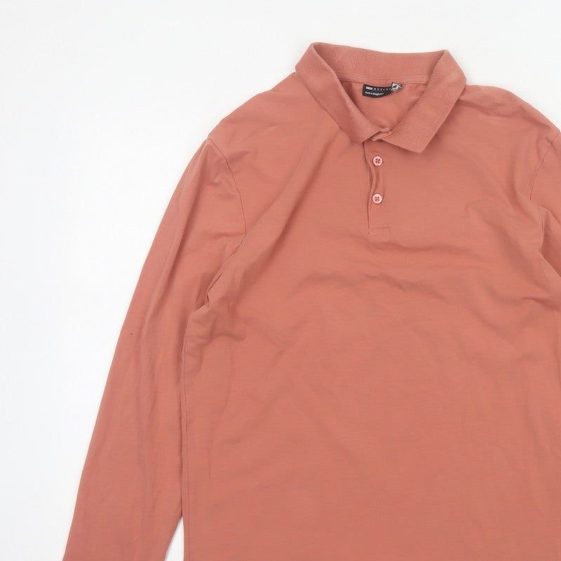 ASOS DESIGN Men’s Pink XL Long Sleeve Button Polo Shirt