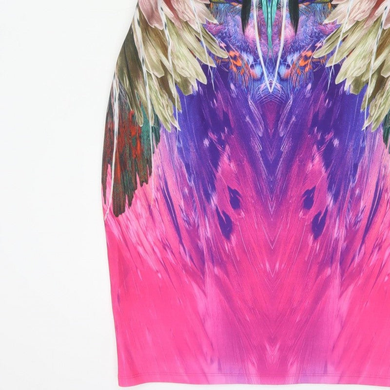 Forever Unique Women Multicoloured UK 16 Bodycon Feather Print Dress