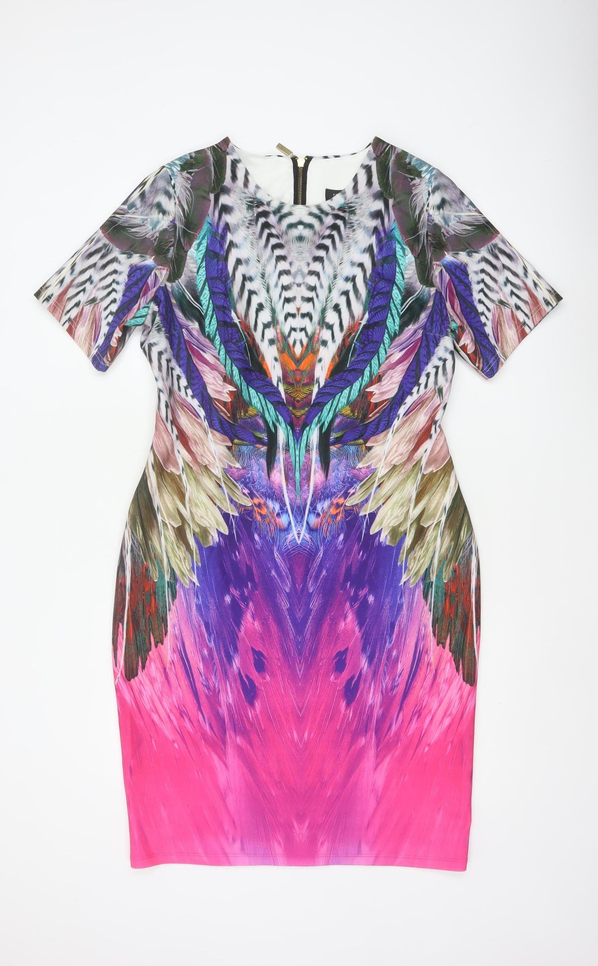 Forever Unique Women Multicoloured UK 16 Bodycon Feather Print Dress