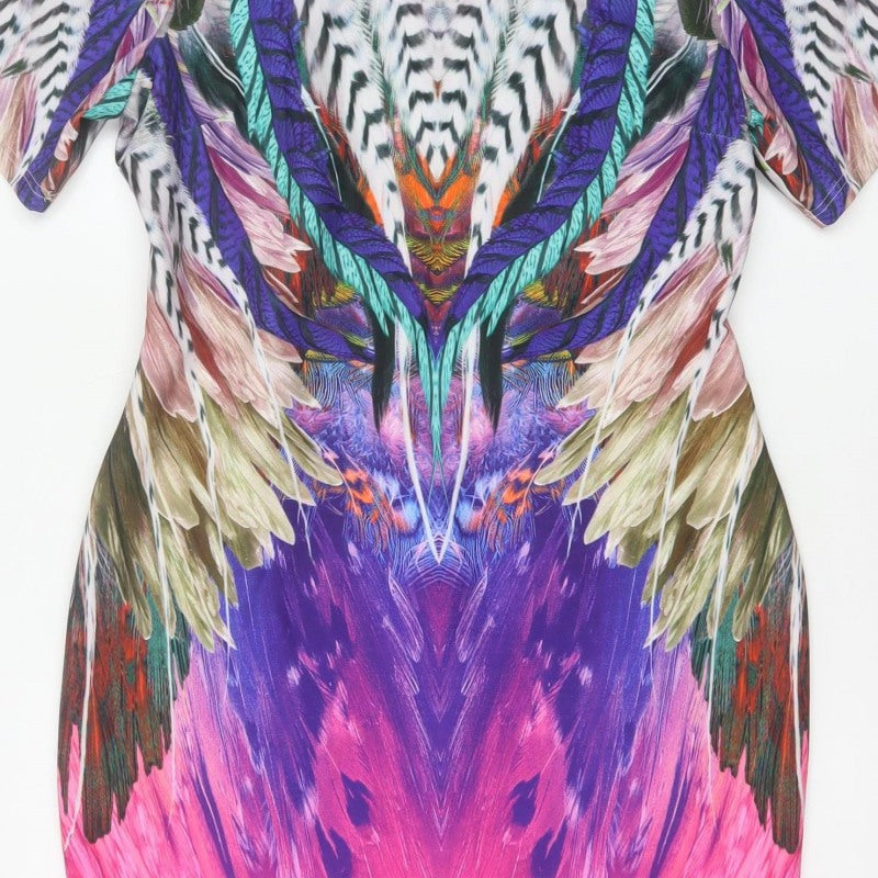 Forever Unique Women Multicoloured UK 16 Bodycon Feather Print Dress