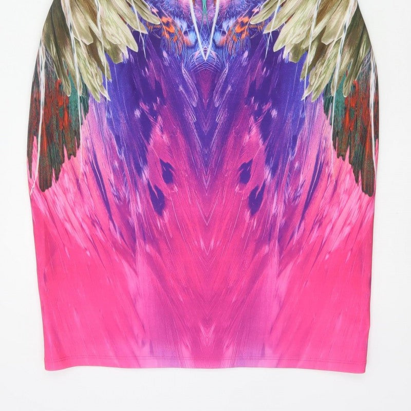 Forever Unique Women Multicoloured UK 16 Bodycon Feather Print Dress