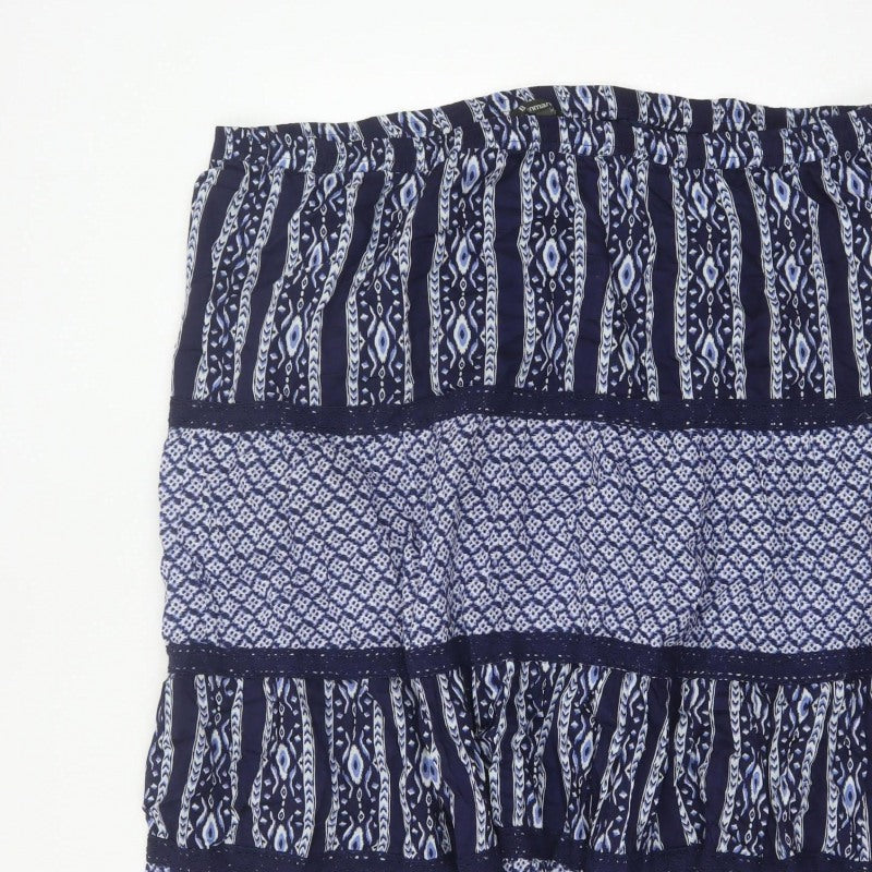 Bonmarché Women’s Blue Size 24 Peasant Tiered Geometric Skirt