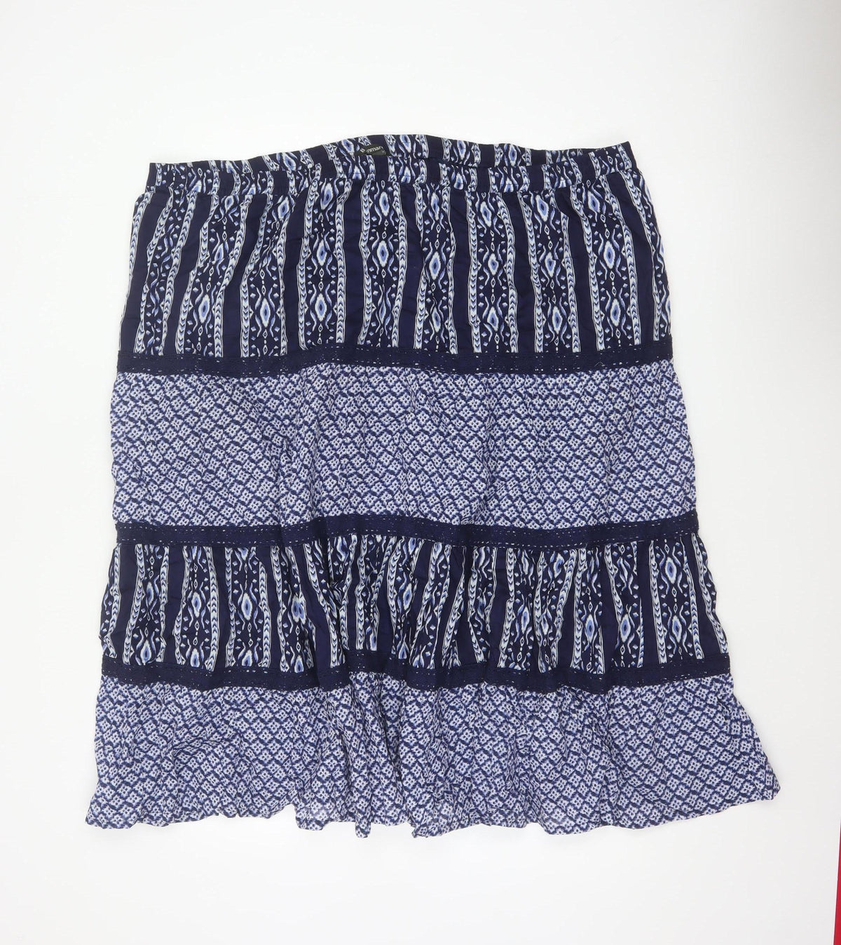 Bonmarché Women’s Blue Size 24 Peasant Tiered Geometric Skirt