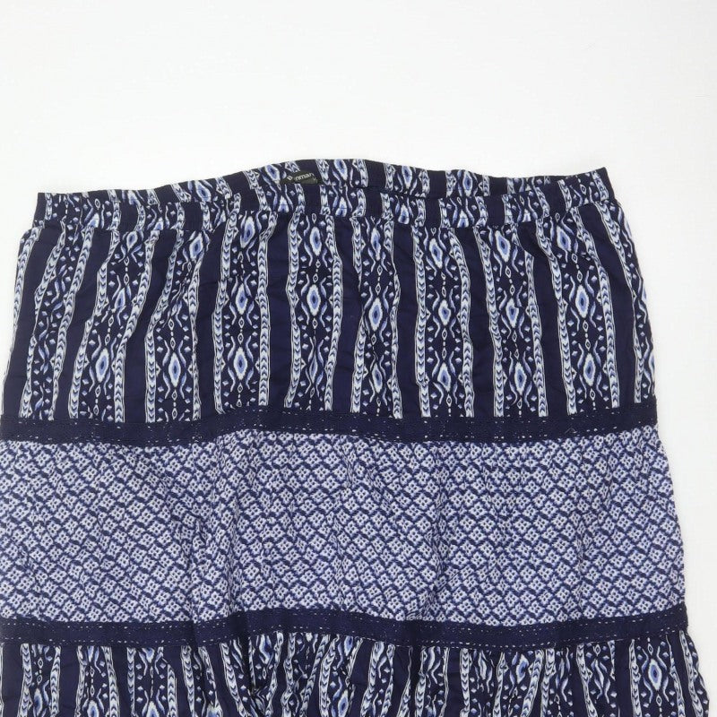 Bonmarché Women’s Blue Size 24 Peasant Tiered Geometric Skirt