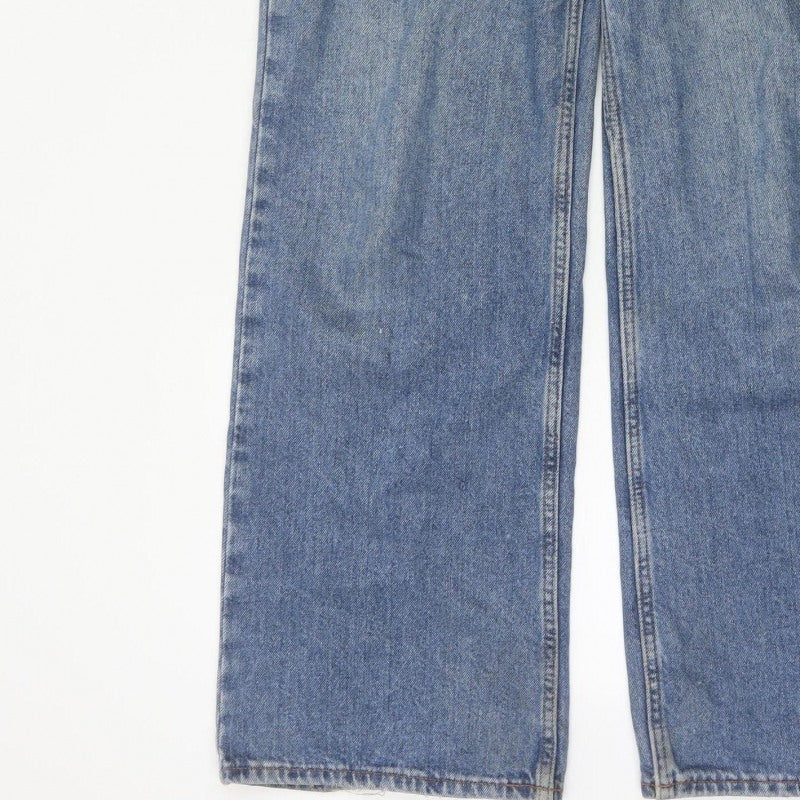 Roxy Women’s Blue Wide-Leg High Rise 24 Cotton Denim Jeans