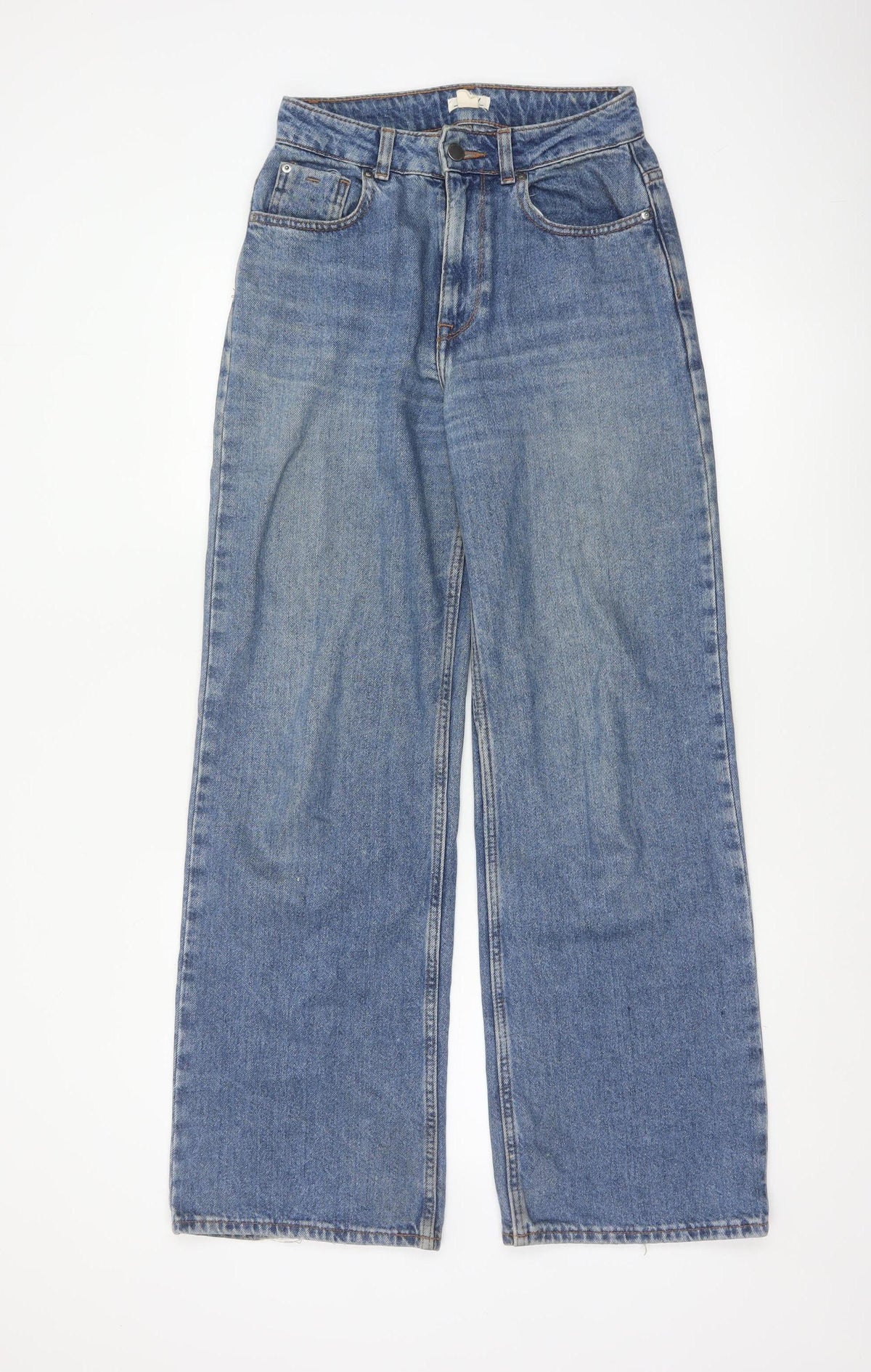 Roxy Women’s Blue Wide-Leg High Rise 24 Cotton Denim Jeans