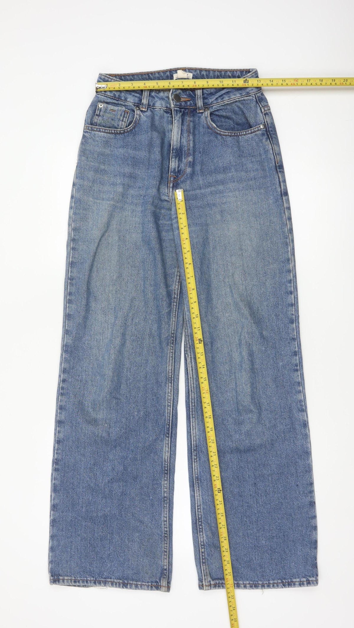 Roxy Women’s Blue Wide-Leg High Rise 24 Cotton Denim Jeans