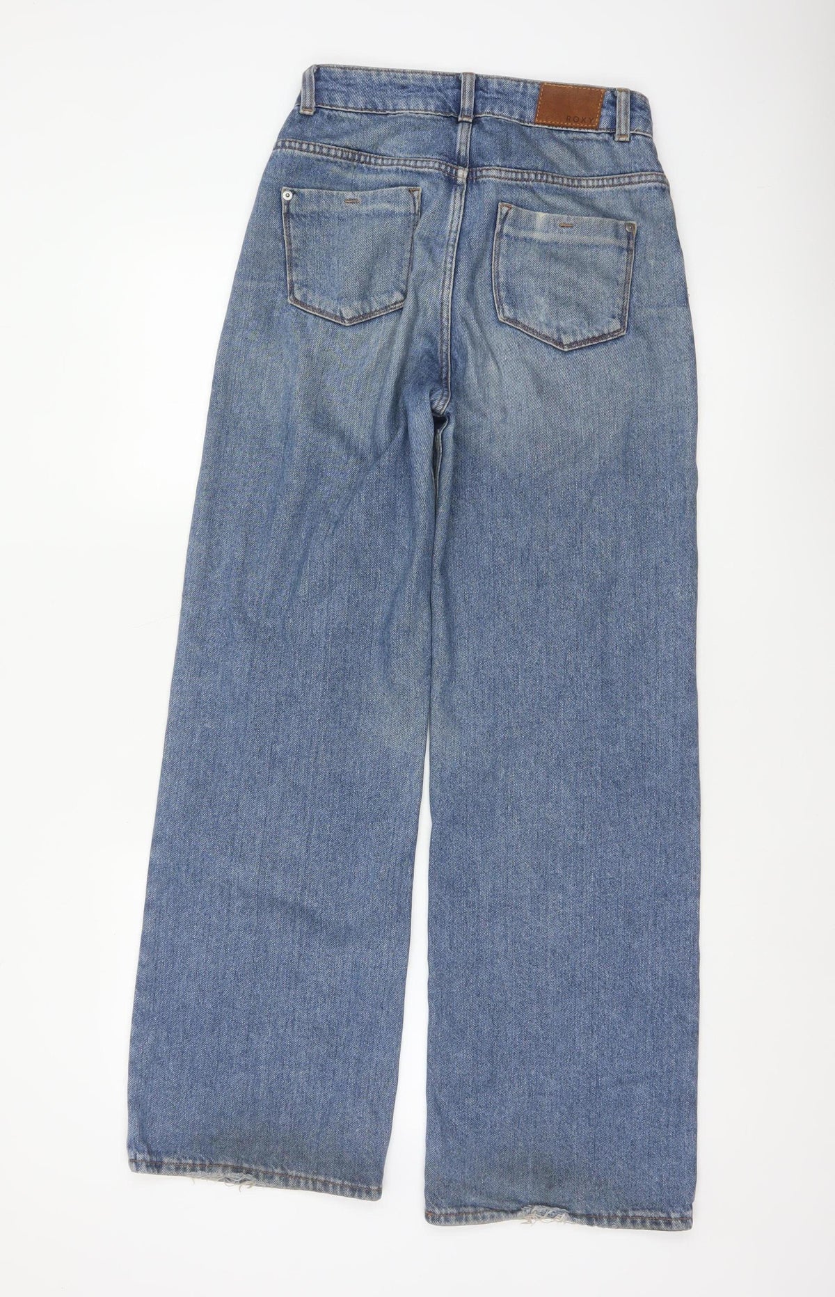 Roxy Women’s Blue Wide-Leg High Rise 24 Cotton Denim Jeans