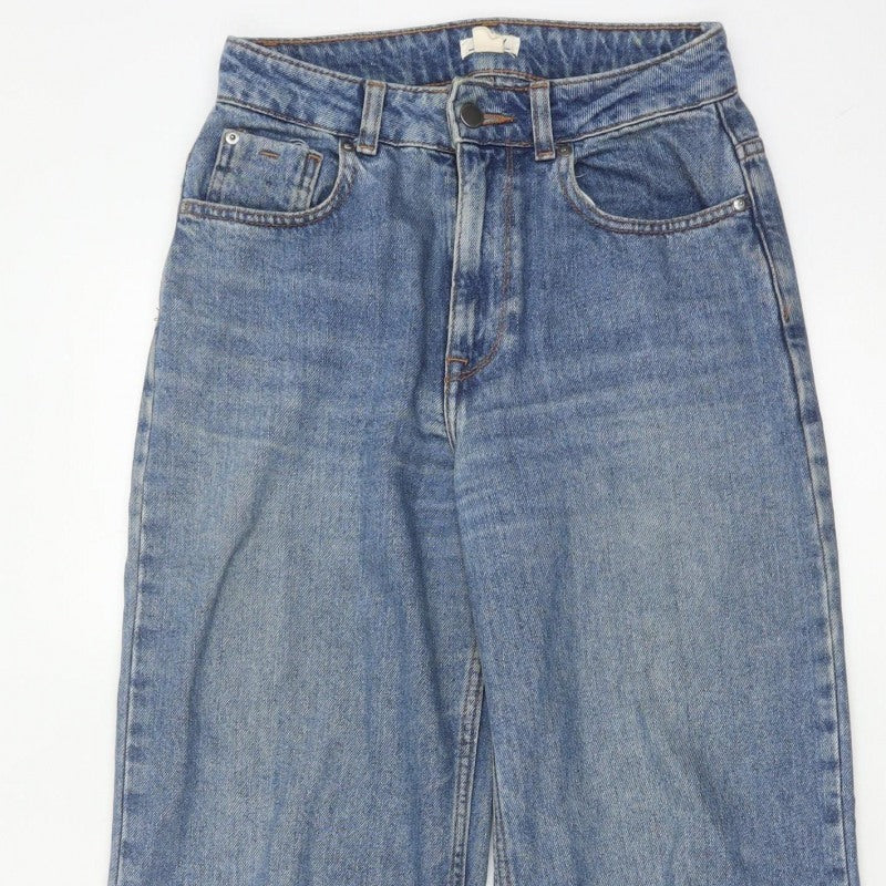 Roxy Women’s Blue Wide-Leg High Rise 24 Cotton Denim Jeans