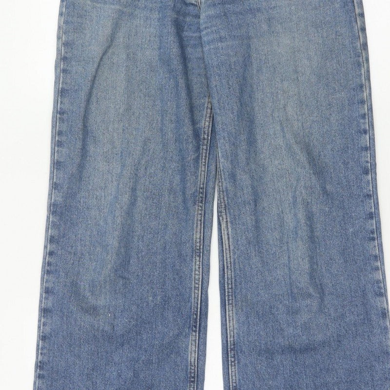 Roxy Women’s Blue Wide-Leg High Rise 24 Cotton Denim Jeans
